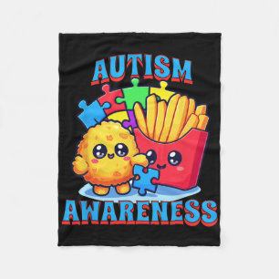 Chicken Nugget And French Fries Autism Awareness Fleece Blanket