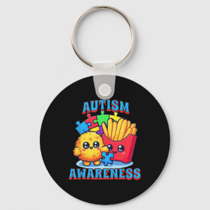 Chicken Nugget And French Fries Autism Awareness Key Ring