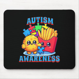 Chicken Nugget And French Fries Autism Awareness Mouse Mat