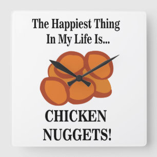 Chicken Nugget Fast Food Funny Chicken Nugget  Square Wall Clock