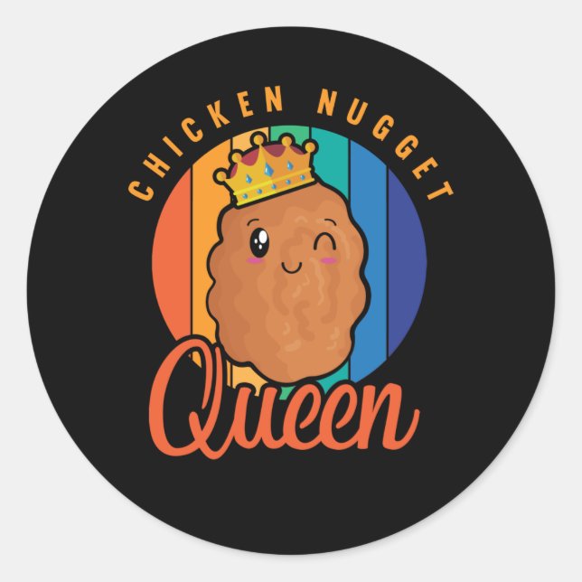 Chicken Nugget Girl Foodie Queen Classic Round Sticker (Front)