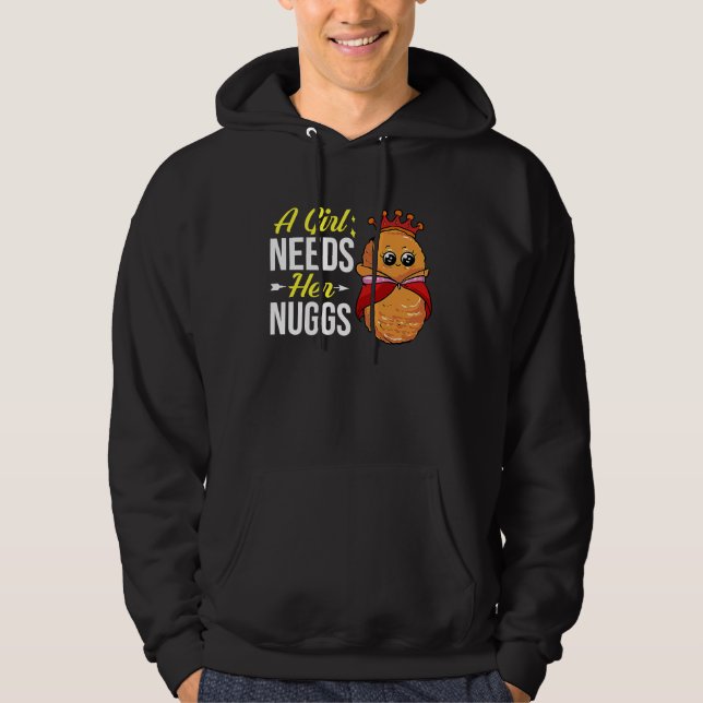 Chicken Nugget Girl Queen Vegan Nuggs Fries Hoodie (Front)