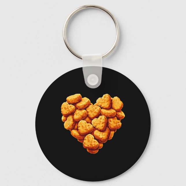Chicken Nuggets Are My Valentine Heart Funny Valen Key Ring (Front)