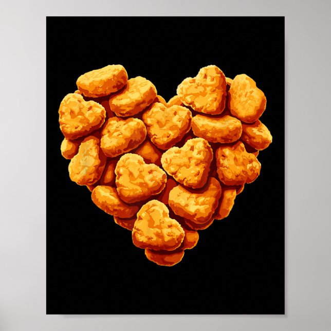 Chicken Nuggets Are My Valentine Heart Funny Valen Poster (Front)