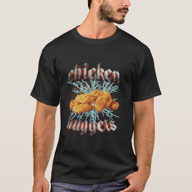 Chicken Nuggets Heavy Metal World Tour Hardcore Mu T-Shirt (Front)