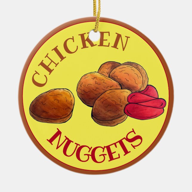 Chicken Nuggets with Ketchup Junk Food Foodie Ceramic Tree Decoration (Front)