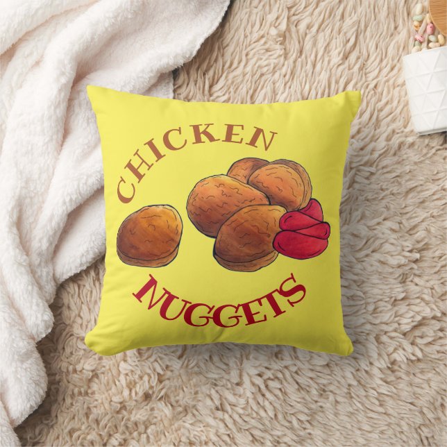 Chicken Nuggets with Ketchup Junk Food Foodie Cushion (Blanket)
