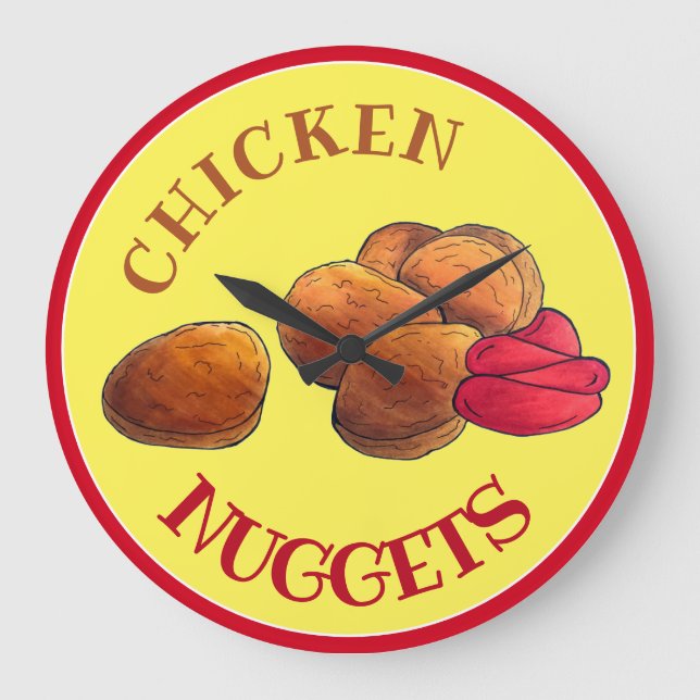 Chicken Nuggets with Ketchup Junk Food Foodie Large Clock (Front)