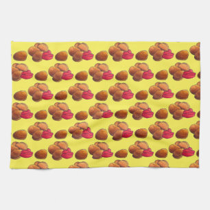 Chicken Nuggets with Ketchup Junk Food Foodie Tea Towel