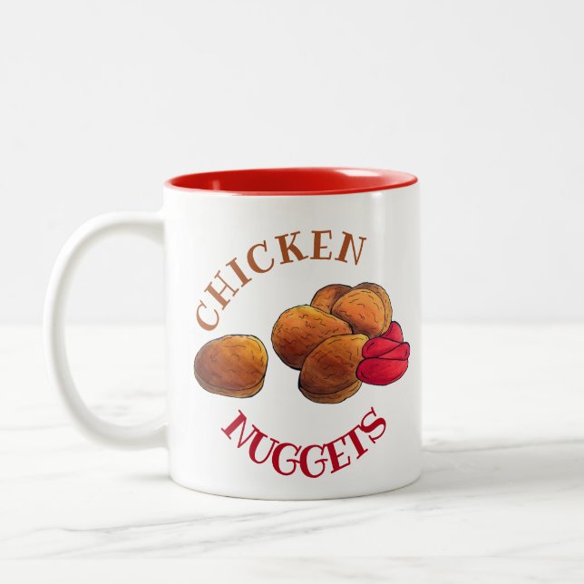 Chicken Nuggets with Ketchup Junk Food Foodie Two-Tone Coffee Mug (Left)