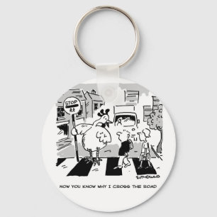 Chicken on a School Crossing Patrol. Funny Key Ring