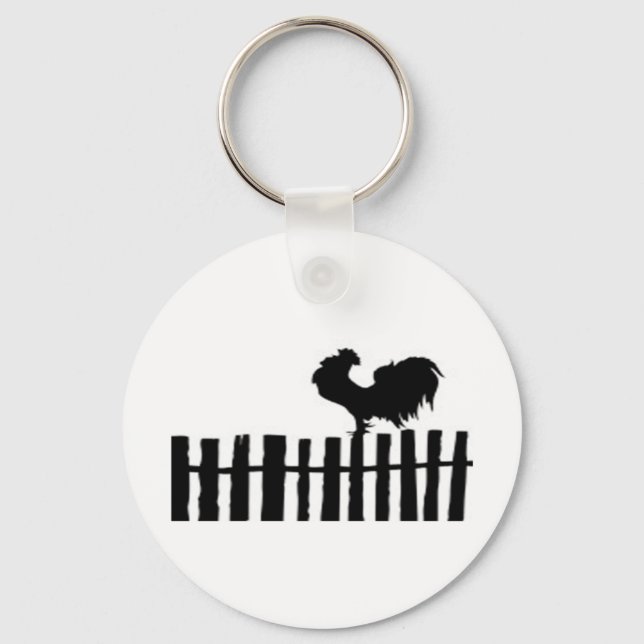 Chicken on Fence Key Ring (Front)