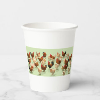 Chicken on light green background paper cups