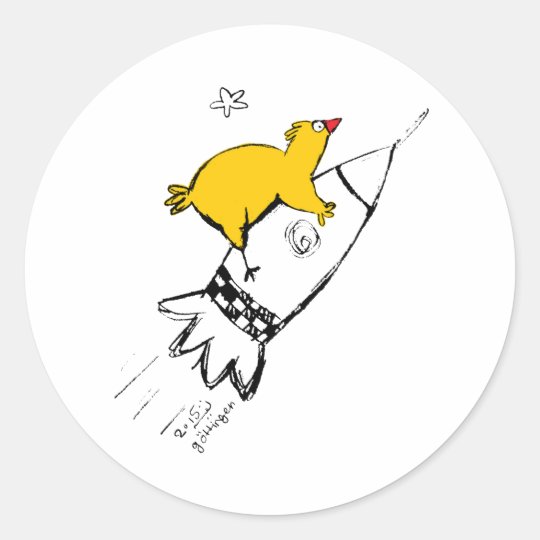 Chicken on the rock classic round sticker
