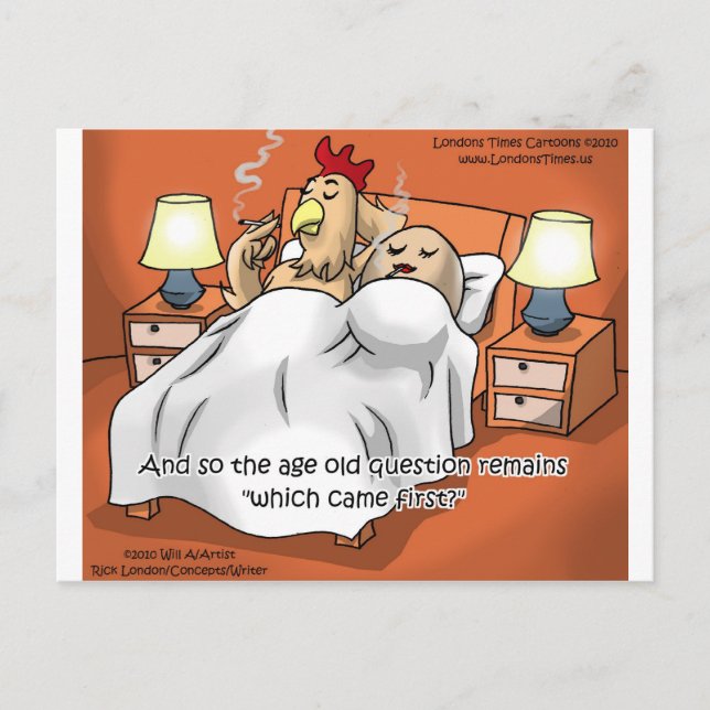 Chicken Or Egg Came 1st? Funny Gifts & Tees Postcard (Front)