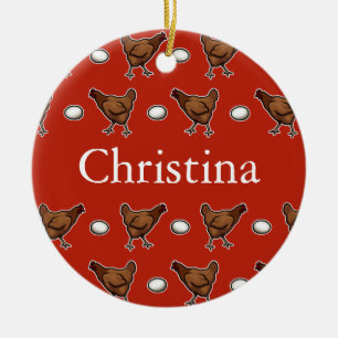 Chicken or the Egg, Add Your Name Ceramic Tree Decoration