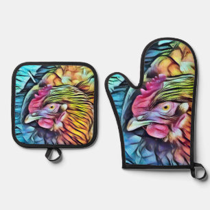CHICKEN  OVEN MITT & POT HOLDER SET