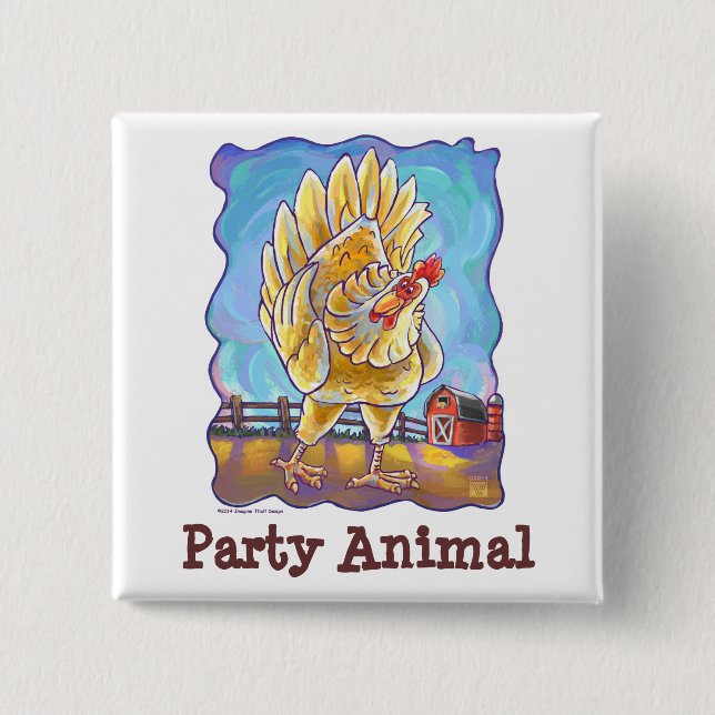 Chicken Party Centre 15 Cm Square Badge (Front)