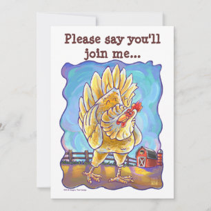 Chicken Party Centre Invitation