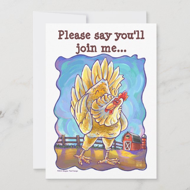 Chicken Party Centre Invitation (Front)