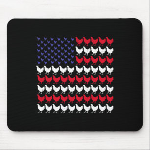 Chicken Patriotic Farmers 4th Of July American Fla Mouse Mat