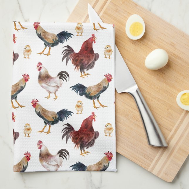 Chicken Pattern Kitchen Towels (Quarter Fold)