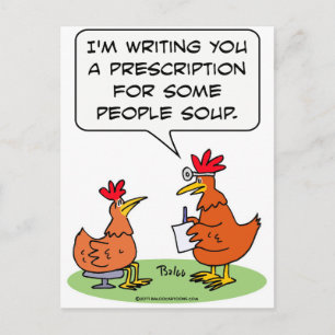 chicken people doctor patient soup postcard