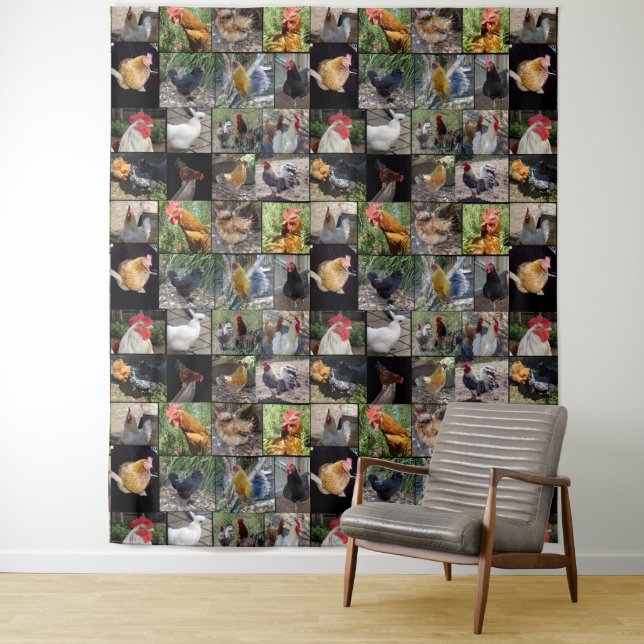 Chicken Photo Collage, Tapestry (In Situ)