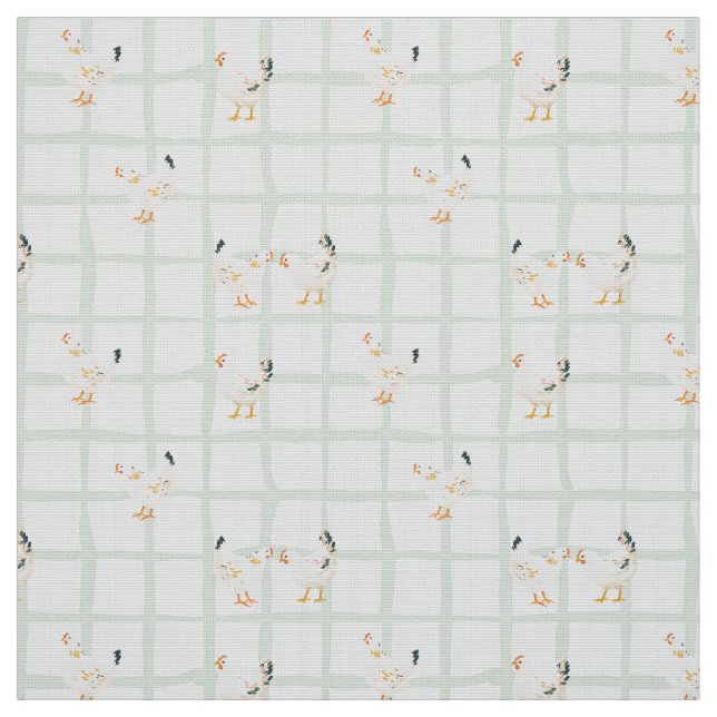 Chicken picnic chequered pattern  fabric (Swatch)