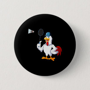 Chicken Playing Badminton Costume Badminton Player 6 Cm Round Badge