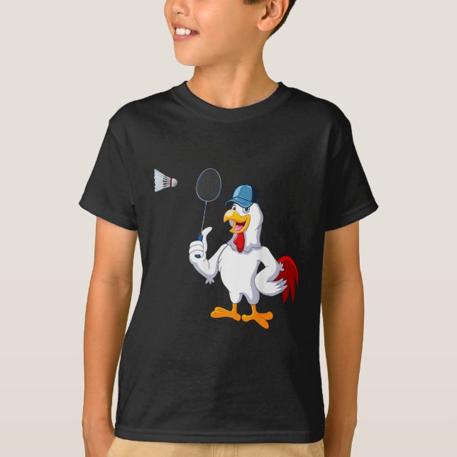 Chicken Playing Badminton Costume Badminton Player T-Shirt (Front)