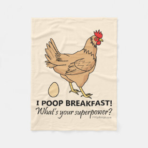 Chicken Poops Breakfast Funny Design Fleece Blanket