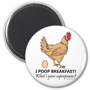 Chicken Poops Breakfast Funny Design Magnet