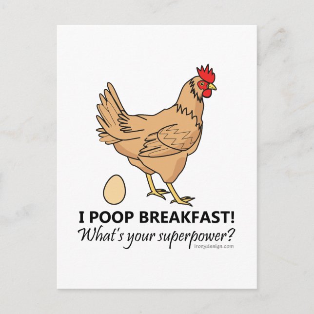 Chicken Poops Breakfast Funny Design Postcard (Front)