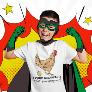 Chicken Poops Breakfast Funny Illustration T-Shirt