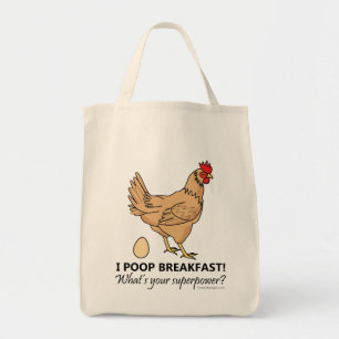 Chicken Poops Breakfast Funny Tote Bag