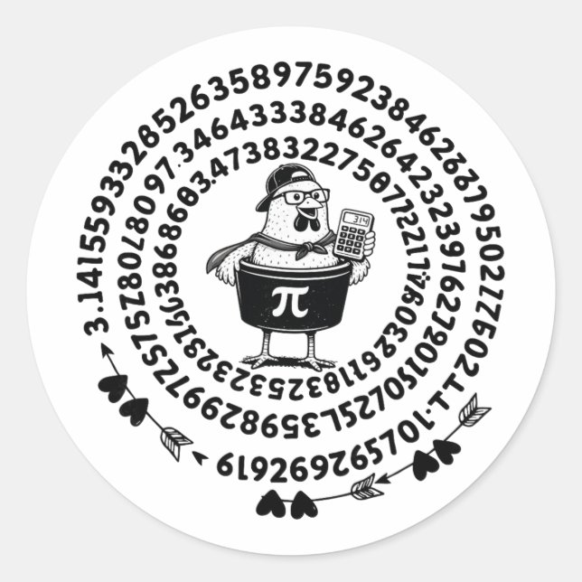 Chicken Pot Holding Calculator Math Teacher Pi Day Classic Round Sticker (Front)