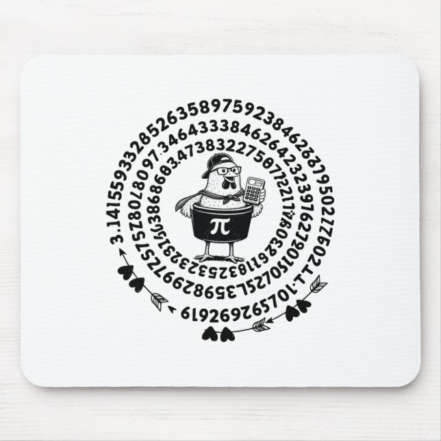 Chicken Pot Holding Calculator Math Teacher Pi Day Mouse Mat (Front)