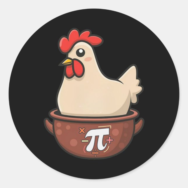 Chicken Pot Pi Funny Pie Day Cartoon Chicken Pot P Classic Round Sticker (Front)