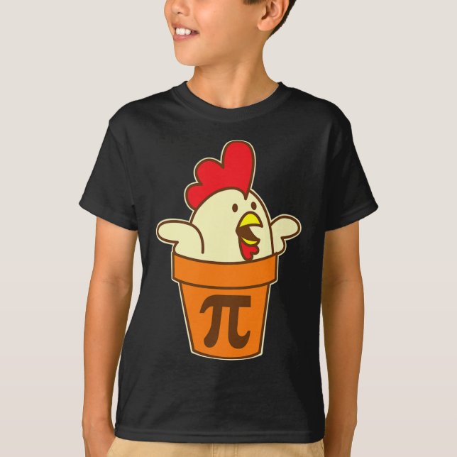 Chicken Pot Pi Geek Pie Mathematics Pun Funny  T-Shirt (Front)