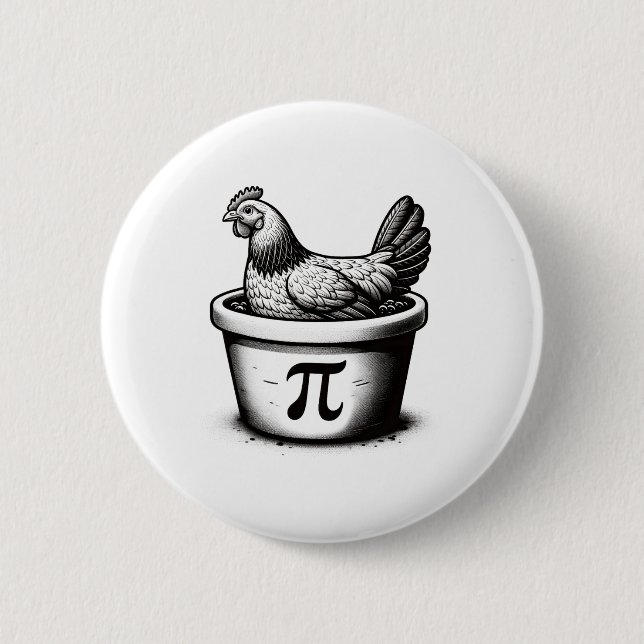 Chicken Pot Pie Funny Math Pun Chicken Pot Pi Day  6 Cm Round Badge (Front)