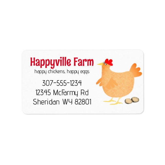 Chicken poultry free range farm eggs carton label (Front)