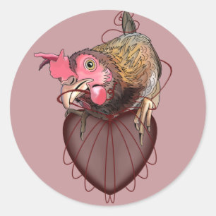Chicken Pulling Heartstrings Classic Round Sticker