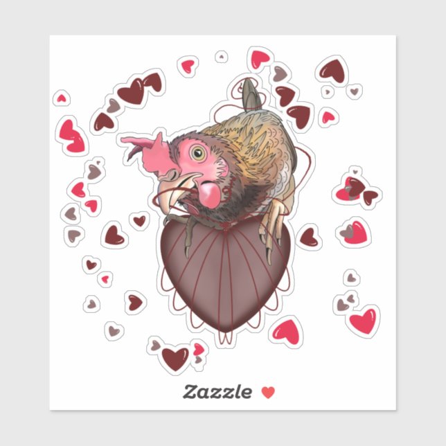 Chicken Pulling Heartstrings  Sticker (Sheet)