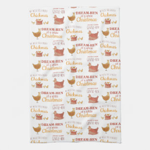 Chicken Puns Christmas Tea Towel
