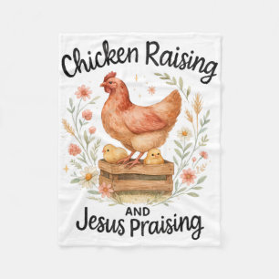 Chicken Raising And Jesus Praising Farmhouse Water Fleece Blanket