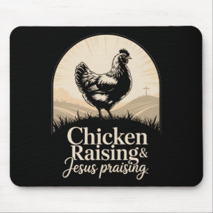 Chicken Raising Jesus Praising Cross Sunburst Chri Mouse Mat