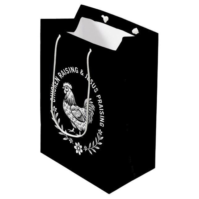 Chicken Raising & Jesus Praising Medium Gift Bag (Front Angled)