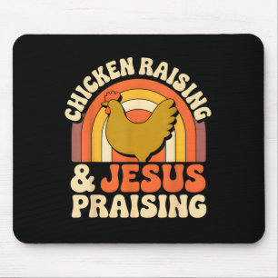 Chicken Raising Jesus Praising Retro Sunset Farmer Mouse Mat