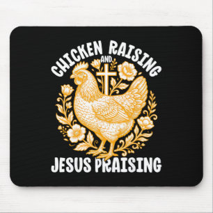 Chicken Raising Jesus Praising Rooster Christian F Mouse Mat